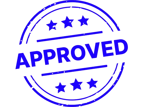 Blue approved stamp icon