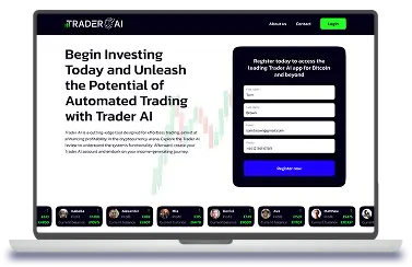 Trader AI sign-up form on laptop